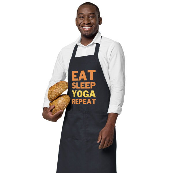 Eat Sleep Yoga Repeat | Unisex Organic Cotton Apron - Image 4