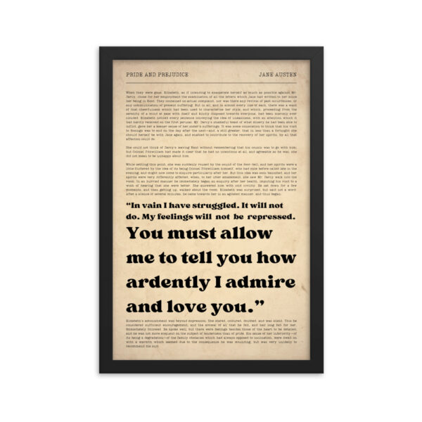 Mr Darcy Quote | Framed Book Page Art (12" x 18")